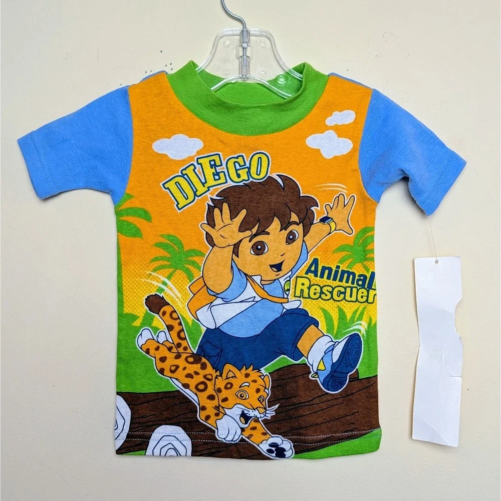 Vintage‎ Go Diego Go Animal Rescue Dora Pajama Shirt Nick Jr. Size 12 Months NWT